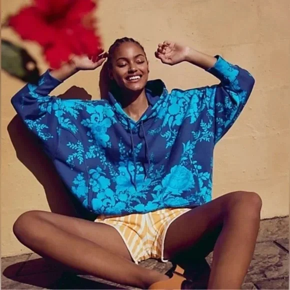 Free People Movement Sprint to the Finish Printed Hoodie and short SET - Picture 2 of 10